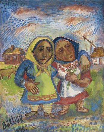 DAVID BURLIUK Two Russian Peasant Women.